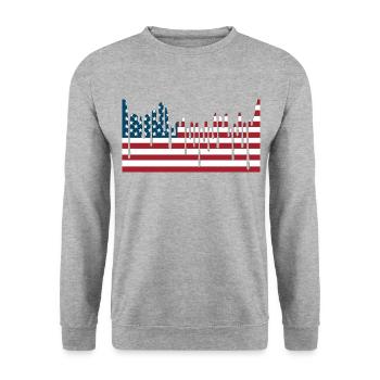 USA FLAG Tee Shirts - Sweat-shirt Unisexe - gris chiné - Devant - Alina (178cm) & Michal (187cm)