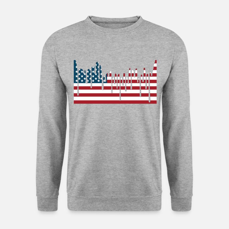 USA-FLAGGE T-Shirts - Unisex Pullover - Weißgrau meliert