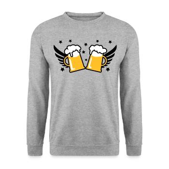 2 Mass Bier Bierkruege Flügel 3c Prost - Unisex Pullover - Weißgrau meliert - Vorne - Alina (178cm) & Michal (187cm)