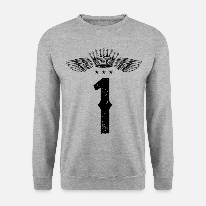 1 Zahl Krone - Unisex Pullover - Weißgrau meliert