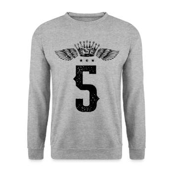 5 Number crown - Unisex Sweatshirt - salt & pepper - Front - Alina (178cm) & Michal (187cm)