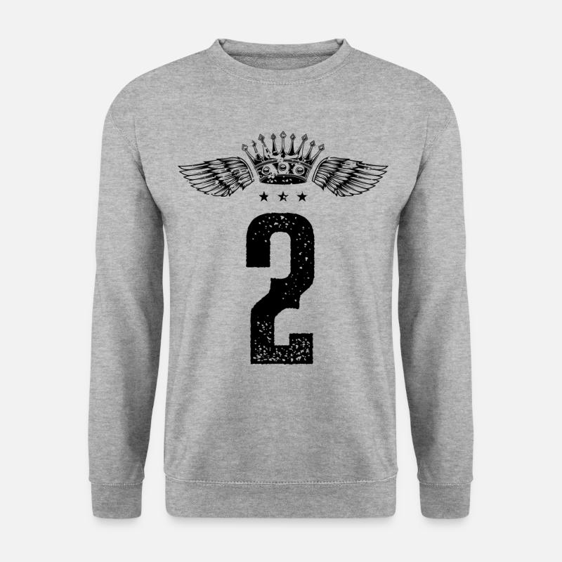 2 Zahl Krone - Unisex Pullover - Weißgrau meliert