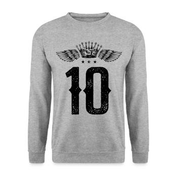 10 Couronne numérique - Sweat-shirt Unisexe - gris chiné - Devant - Alina (178cm) & Michal (187cm)