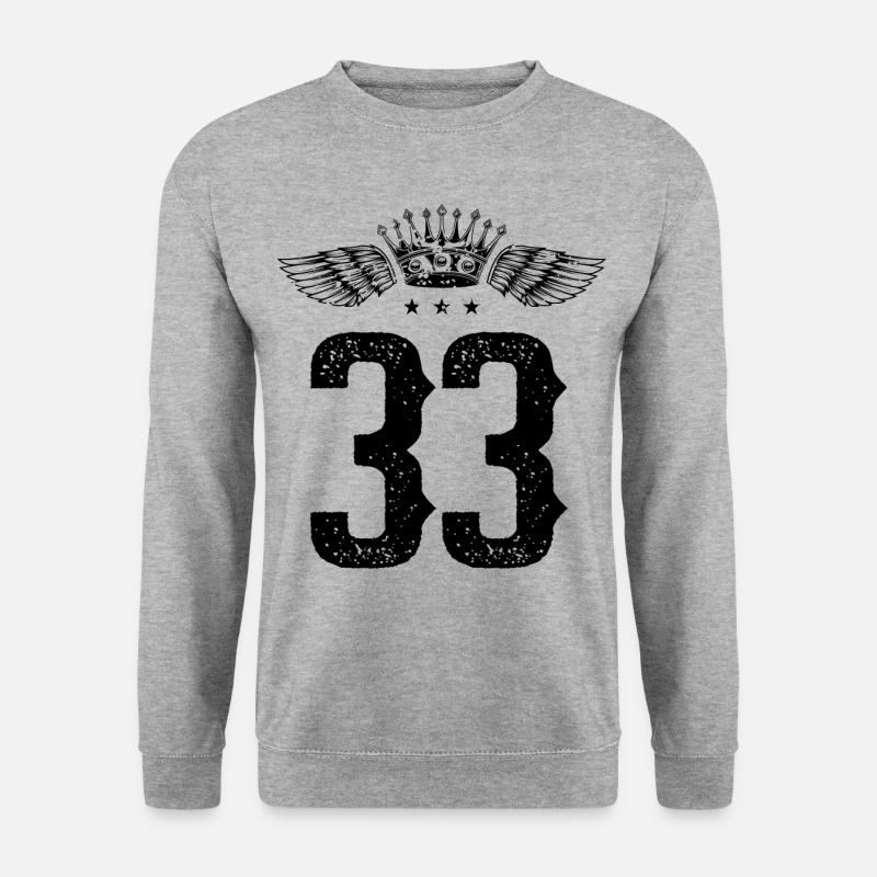 33 Zahl Krone - Unisex Pullover - Weißgrau meliert