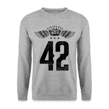 42 Number crown - Unisex Sweatshirt - salt & pepper - Front - Alina (178cm) & Michal (187cm)