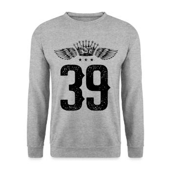 39 Number crown - Unisex Sweatshirt - salt & pepper - Front - Alina (178cm) & Michal (187cm)