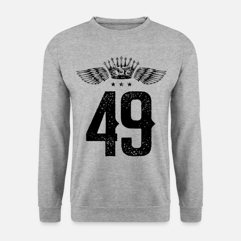49 Zahl Krone - Unisex Pullover - Weißgrau meliert