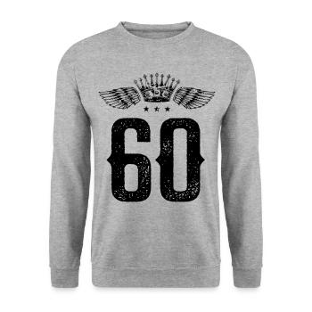 60 Number Crown - Unisex Sweatshirt - salt & pepper - Front - Alina (178cm) & Michal (187cm)