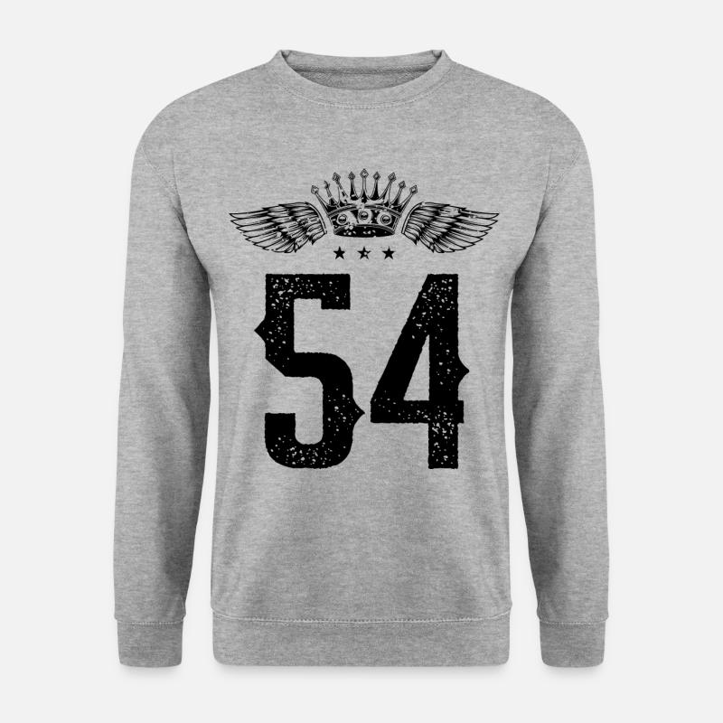 54 Zahl Krone - Unisex Pullover - Weißgrau meliert
