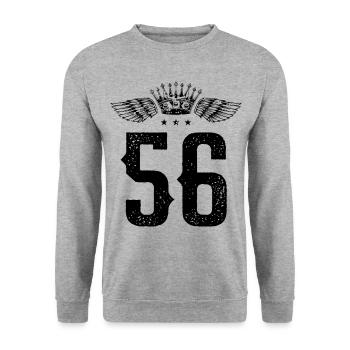 56 Number crown - Unisex Sweatshirt - salt & pepper - Front - Alina (178cm) & Michal (187cm)
