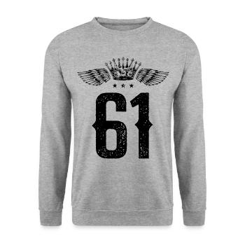 61 Couronne numérique - Sweat-shirt Unisexe - gris chiné - Devant - Alina (178cm) & Michal (187cm)