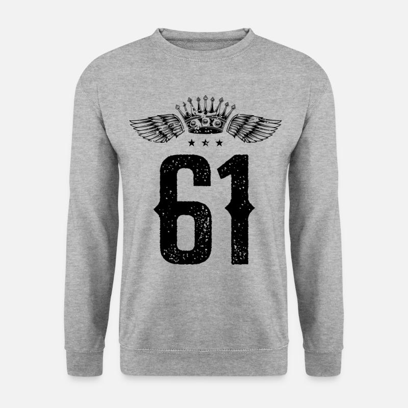 61 Zahl Krone - Unisex Pullover - Weißgrau meliert