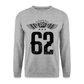 62 Couronne numérique - Sweat-shirt Unisexe - gris chiné - Devant - Alina (178cm) & Michal (187cm)