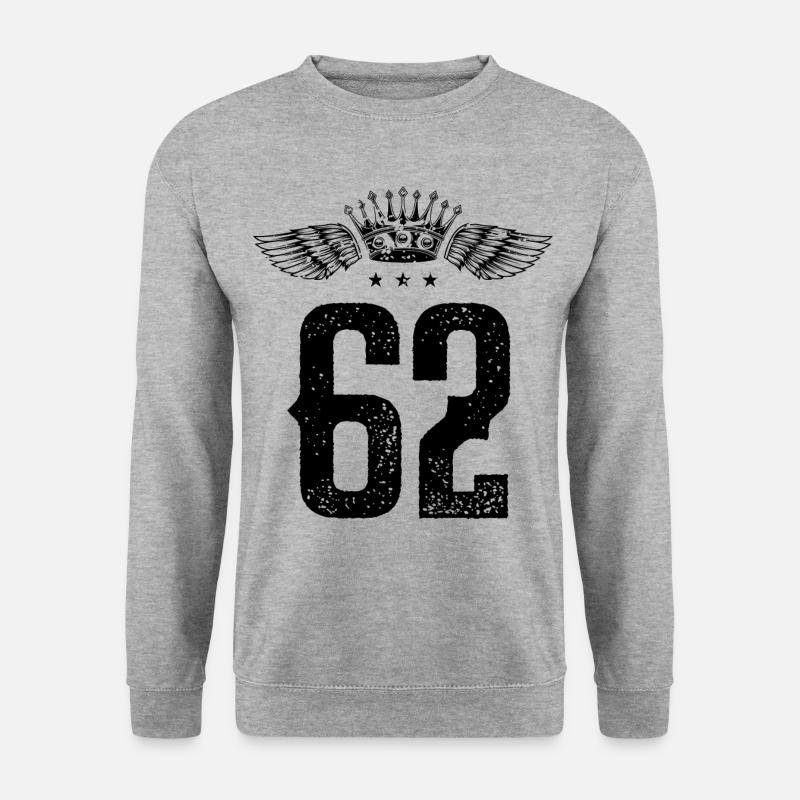 62 Zahl Krone - Unisex Pullover - Weißgrau meliert