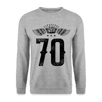 70 Number Crown - Unisex Sweatshirt - salt & pepper - Front - Alina (178cm) & Michal (187cm)