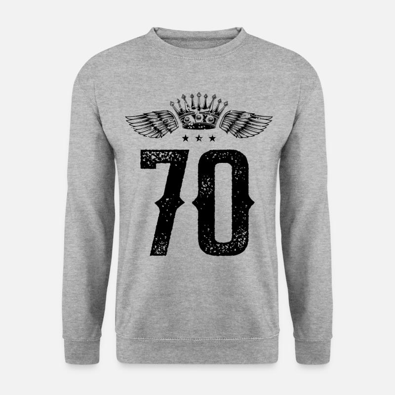 70 Zahl Krone - Unisex Pullover - Weißgrau meliert