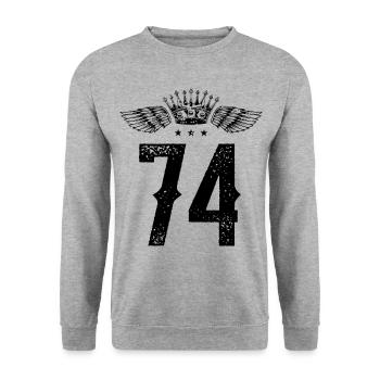 74 Nombre de couronnes - Sweat-shirt Unisexe - gris chiné - Devant - Alina (178cm) & Michal (187cm)