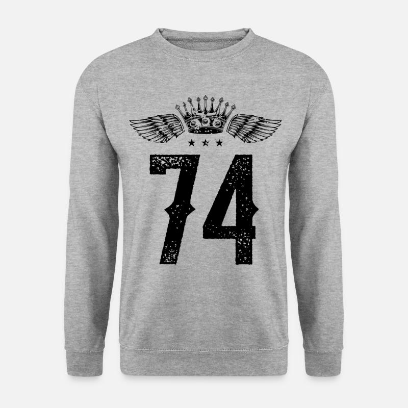 74 Zahl Krone - Unisex Pullover - Weißgrau meliert