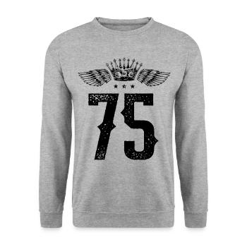 75 Number crown - Unisex Sweatshirt - salt & pepper - Front - Alina (178cm) & Michal (187cm)