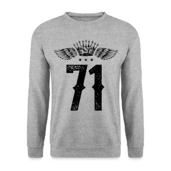 71 Couronne numérique - Sweat-shirt Unisexe - gris chiné - Devant - Alina (178cm) & Michal (187cm)