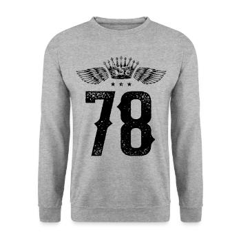 78 Number crown - Unisex Sweatshirt - salt & pepper - Front - Alina (178cm) & Michal (187cm)