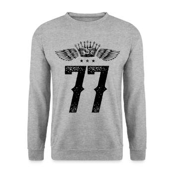 77 Number crown - Unisex Sweatshirt - salt & pepper - Front - Alina (178cm) & Michal (187cm)