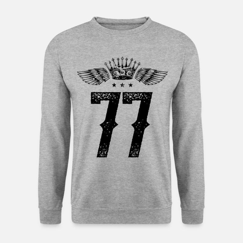 77 Zahl Krone - Unisex Pullover - Weißgrau meliert