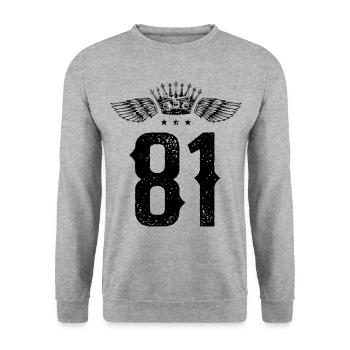 81 Number crown - Unisex Sweatshirt - salt & pepper - Front - Alina (178cm) & Michal (187cm)