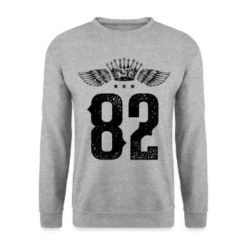 82 Couronne numérique - Sweat-shirt Unisexe - gris chiné - Devant - Alina (178cm) & Michal (187cm)