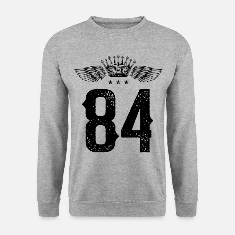 84 Zahl Krone - Unisex Pullover - Weißgrau meliert