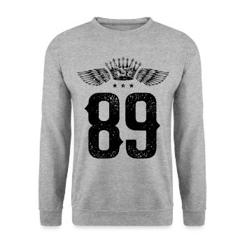 89 Number crown - Unisex Sweatshirt - salt & pepper - Front - Alina (178cm) & Michal (187cm)