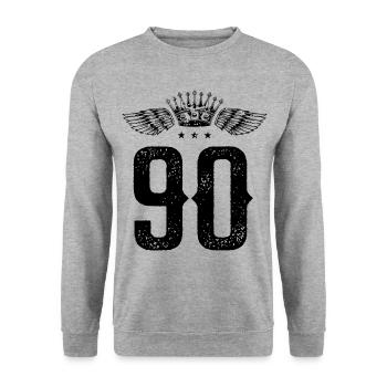 90 Number crown - Unisex Sweatshirt - salt & pepper - Front - Alina (178cm) & Michal (187cm)