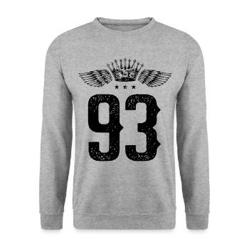 93 Couronne numérique - Sweat-shirt Unisexe - gris chiné - Devant - Alina (178cm) & Michal (187cm)