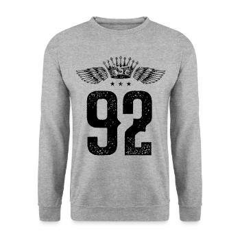 92 Number crown - Unisex Sweatshirt - salt & pepper - Front - Alina (178cm) & Michal (187cm)