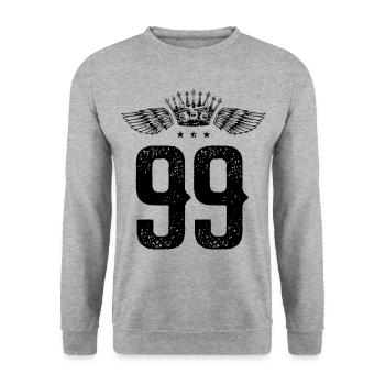 99 Couronne numérique - Sweat-shirt Unisexe - gris chiné - Devant - Alina (178cm) & Michal (187cm)