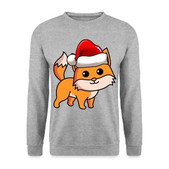 Fuchs Comic Weihnachten - Unisex Pullover - Weißgrau meliert - Vorne - Alina (178cm) & Michal (187cm)