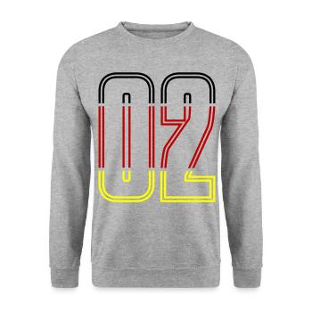 2 Zahl symbol Germany - Unisex Pullover - Weißgrau meliert - Vorne - Alina (178cm) & Michal (187cm)