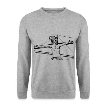 Jesus Christ Cross Easter - Unisex Sweatshirt - salt & pepper - Front - Alina (178cm) & Michal (187cm)