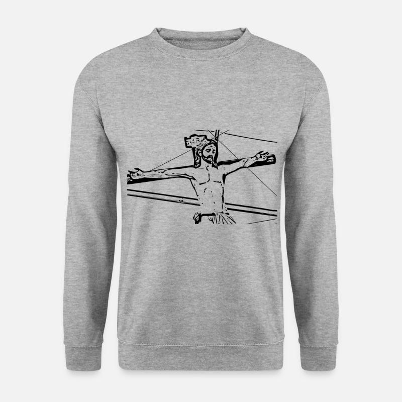 Jesus Christus Kreuz Ostern - Unisex Pullover - Weißgrau meliert