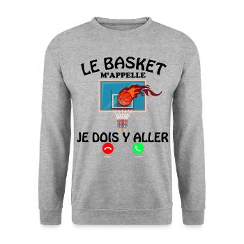 Basket m'appelle Humour Basketteur Homme Et Enfant - Sweat-shirt Unisexe - gris chiné - Devant - Alina (178cm) & Michal (187cm)