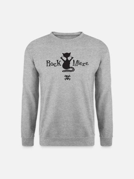 Rock Mieze, Hardrock, Katze, Katzenmama Geschenk - Unisex Pullover - Weißgrau meliert