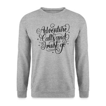Adventure Calls - Unisex Sweatshirt - salt & pepper - Front - Alina (178cm) & Michal (187cm)