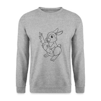 Hase, Kaninchen, Geschenk, Geschenkidee - Unisex Pullover - Weißgrau meliert - Vorne - Alina (178cm) & Michal (187cm)