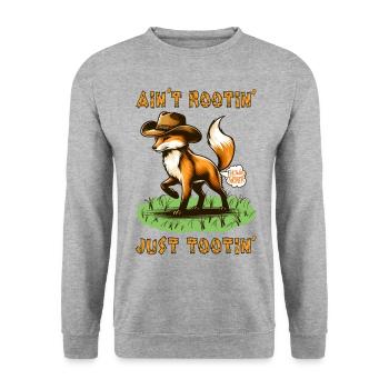 Fox Ain't Rootin' Just Tootin' Funny Animals - Unisex Pullover - Weißgrau meliert - Vorne - Alina (178cm) & Michal (187cm)
