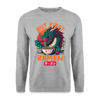 Soupe de nouilles japonaises Ramen Dragon - Sweat-shirt Unisexe - gris chiné - Devant - Alina (178cm) & Michal (187cm)