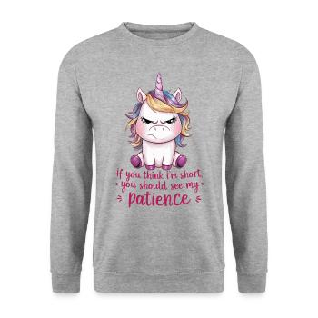 Mignonne petite licorne à la fin avec patience - Sweat-shirt Unisexe - gris chiné - Devant - Alina (178cm) & Michal (187cm)