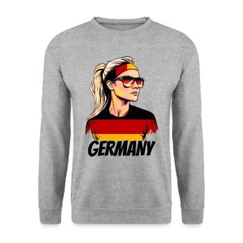 Germany Flag Flag Woman Sunglasses Fan - Unisex Sweatshirt - salt & pepper - Front - Alina (178cm) & Michal (187cm)