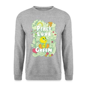 Looney Tunes Tweety Peace Love Green Design - Unisex Sweatshirt - salt & pepper - Front - Alina (178cm) & Michal (187cm)