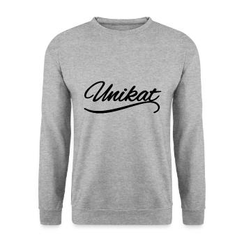 Unikat Motiv Einzigartig und Toll - Unisex Pullover - Weißgrau meliert - Vorne - Alina (178cm) & Michal (187cm)
