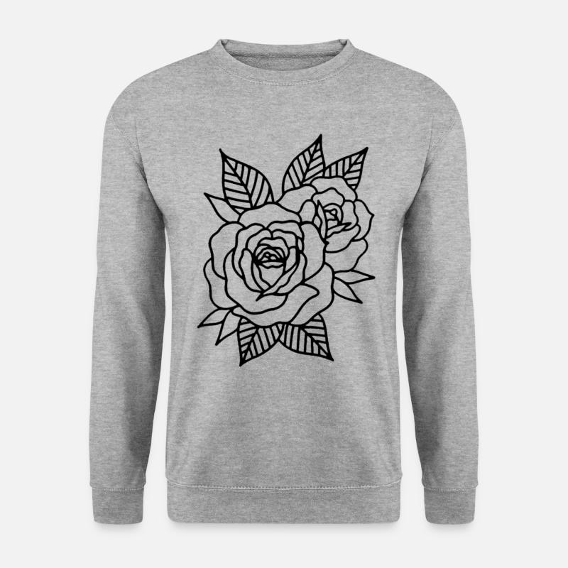 Rose ein - Unisex Pullover - Weißgrau meliert